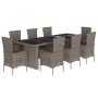 Set comedor jardín 9 pzas y cojines ratán sintético gris by , Garden sets - Ref: Foro24-3277555, Price: 1,00 €, Discount: %