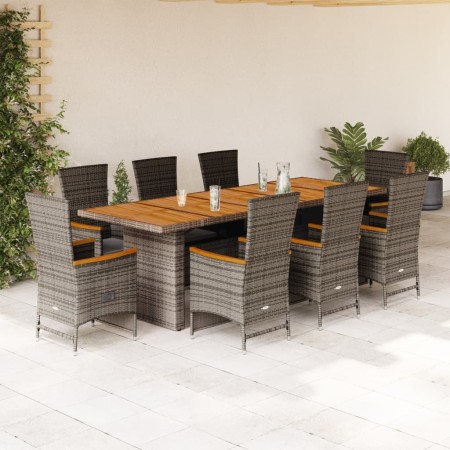 Set comedor jardín 9 pzas y cojines ratán sintético gris by , Garden sets - Ref: Foro24-3277548, Price: 1,00 €, Discount: %