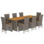 Set comedor jardín 9 pzas y cojines ratán sintético gris by , Garden sets - Ref: Foro24-3277548, Price: 1,00 €, Discount: %