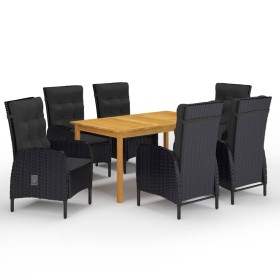 Juego de comedor de jardín de 7 piezas negro de vidaXL, Conjuntos de jardín - Ref: Foro24-3067776, Precio: 885,82 €, Descuent...