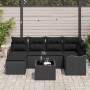 Conjunto de sofá de jardín con cojín 7 pcs Negro Poliratán