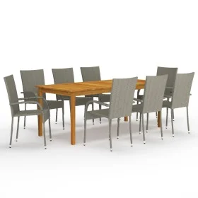 9-piece gray garden dining set by vidaXL, Garden sets - Ref: Foro24-3067882, Price: 578,04 €, Discount: %