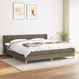 Cama box spring con colchón tela gris taupe 200x200 cm Cama box spring con colchón tela gris taupe 200x200 cm