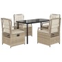 Set comedor de jardín 5 pzas con cojines ratán sintético beige von , Gartensets - Ref: Foro24-3263022, Preis: 504,47 €, Rabat...