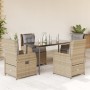 Set comedor de jardín 5 pzas con cojines ratán sintético beige von , Gartensets - Ref: Foro24-3262870, Preis: 548,70 €, Rabat...