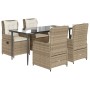 Set comedor de jardín 5 pzas con cojines ratán sintético beige by , Garden sets - Ref: Foro24-3262885, Price: 587,82 €, Disco...