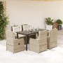 Set comedor de jardín 7 pzas con cojines ratán sintético beige by , Garden sets - Ref: Foro24-3262893, Price: 823,78 €, Disco...