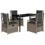Set comedor de jardín 5 piezas con cojines ratán sintético gris von , Gartensets - Ref: Foro24-3262994, Preis: 503,14 €, Raba...