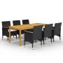Juego de comedor de jardín de 7 piezas negro de vidaXL, Conjuntos de jardín - Ref: Foro24-3067863, Precio: 571,53 €, Descuent...