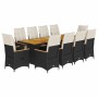 Set de mesa y sillas de jardín 11 pzas y cojines ratán PE negro von , Gartensets - Ref: Foro24-3277251, Preis: 1,00 €, Rabatt: %