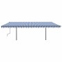 Toldo retráctil automático con postes azul y blanco 6x3,5 m by , Awnings - Ref: Foro24-3070286, Price: 850,97 €, Discount: %