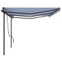 Toldo retráctil automático con postes azul y blanco 6x3,5 m by , Awnings - Ref: Foro24-3070286, Price: 850,97 €, Discount: %