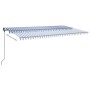 Toldo retráctil automático con postes azul y blanco 6x3,5 m by , Awnings - Ref: Foro24-3070286, Price: 850,97 €, Discount: %