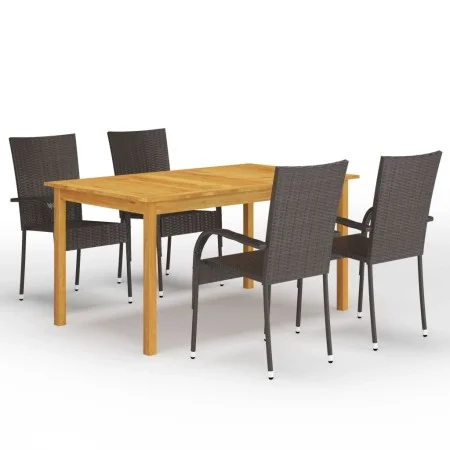 Juego de comedor para jardín 5 piezas marrón de vidaXL, Conjuntos de jardín - Ref: Foro24-3067783, Precio: 368,83 €, Descuent...