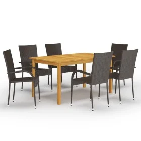 Juego de comedor para jardín 7 piezas marrón by vidaXL, Garden sets - Ref: Foro24-3067786, Price: 422,82 €, Discount: %