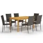 Juego de comedor para jardín 7 piezas marrón de vidaXL, Conjuntos de jardín - Ref: Foro24-3067786, Precio: 422,29 €, Descuent...