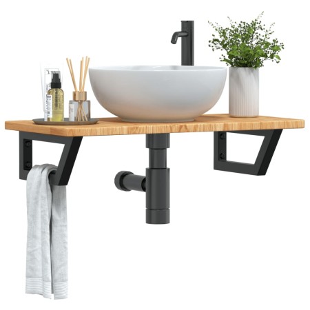 Estante de lavabo de pared de acero y madera maciza de roble von , Badezimmerwaschtische - Ref: Foro24-3302339, Preis: 82,75 ...
