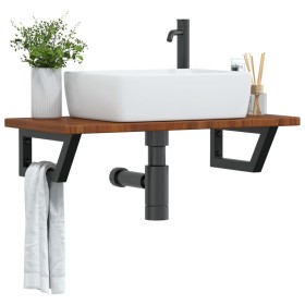 Estante de lavabo de pared de acero y madera maciza de roble von , Badezimmerwaschtische - Ref: Foro24-3302347, Preis: 77,75 ...