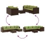 Set muebles de jardín 6 piezas y cojines ratán sintético marrón de , Conjuntos de jardín - Ref: Foro24-3308022, Precio: 396,0...