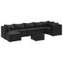 Set de muebles de jardín 8 pzas y cojines ratán sintético negro
