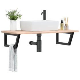 Estante de lavabo de pared de acero y madera maciza de roble by , bathroom vanities - Ref: Foro24-3302387, Price: 91,04 €, Di...