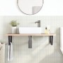 Estante de lavabo de pared de acero y madera maciza de roble de , Tocadores de baño - Ref: Foro24-3302387, Precio: 94,38 €, D...