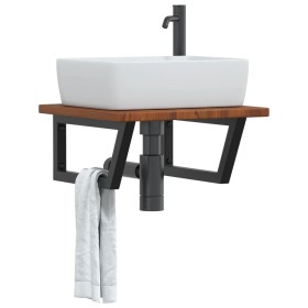 Estante de lavabo de pared de acero y madera maciza de roble von , Badezimmerwaschtische - Ref: Foro24-3302403, Preis: 82,91 ...