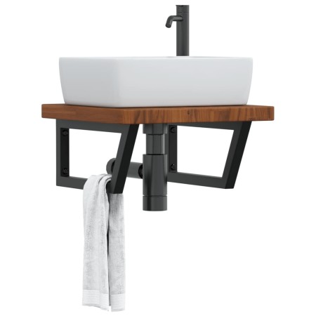 Estante de lavabo de pared de acero y madera maciza de roble by , bathroom vanities - Ref: Foro24-3302415, Price: 102,46 €, D...