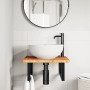 Estante de lavabo de pared de acero y madera maciza de roble