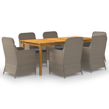 Juego de comedor para jardín 7 piezas marrón