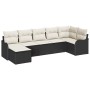 Conjunto de sofá de jardín con cojín 7 pcs Negro Poliratán