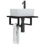 Estante de lavabo de pared de acero y madera maciza de roble von , Badezimmerwaschtische - Ref: Foro24-3302573, Preis: 60,05 ...
