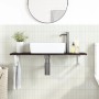 Estante de lavabo de pared de acero y madera maciza de roble de , Tocadores de baño - Ref: Foro24-3302590, Precio: 67,95 €, D...