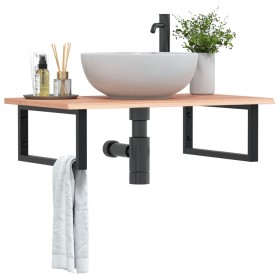 Estante de lavabo de pared de acero y madera maciza de roble von , Badezimmerwaschtische - Ref: Foro24-3302609, Preis: 101,30...