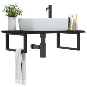 Estante de lavabo de pared de acero y madera maciza de roble von , Badezimmerwaschtische - Ref: Foro24-3302621, Preis: 96,28 ...