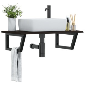 Estante de lavabo de pared de acero y madera maciza de roble von , Badezimmerwaschtische - Ref: Foro24-3302623, Preis: 90,21 ...