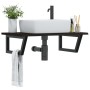 Estante de lavabo de pared de acero y madera maciza de roble de , Tocadores de baño - Ref: Foro24-3302623, Precio: 90,21 €, D...