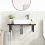 Estante de lavabo de pared de acero y madera maciza de roble de , Tocadores de baño - Ref: Foro24-3302623, Precio: 90,21 €, D...