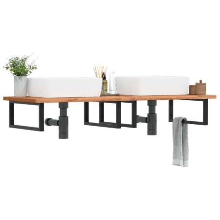 Estante de lavabo de pared de acero y madera maciza de haya by , bathroom vanities - Ref: Foro24-3302457, Price: 196,25 €, Di...