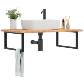 Estante de lavabo de pared de acero y madera maciza de roble by , bathroom vanities - Ref: Foro24-3302481, Price: 135,59 €, D...