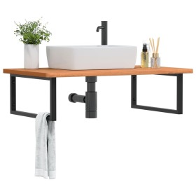 Estante de lavabo de pared de acero y madera maciza de haya von , Badezimmerwaschtische - Ref: Foro24-3302525, Preis: 134,81 ...