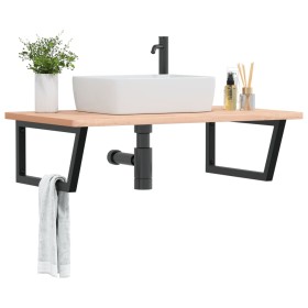 Estante de lavabo de pared de acero y madera maciza de haya by , bathroom vanities - Ref: Foro24-3302519, Price: 132,41 €, Di...