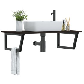 Estante de lavabo de pared de acero y madera maciza de roble von , Badezimmerwaschtische - Ref: Foro24-3302663, Preis: 100,10...