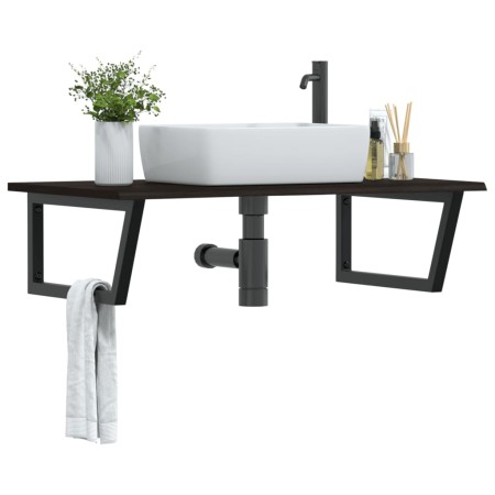 Estante de lavabo de pared de acero y madera maciza de roble von , Badezimmerwaschtische - Ref: Foro24-3302663, Preis: 100,10...