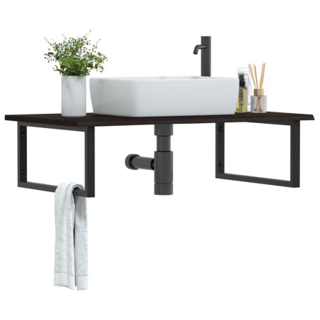 Estante de lavabo de pared de acero y madera maciza de roble von , Badezimmerwaschtische - Ref: Foro24-3302661, Preis: 102,75...