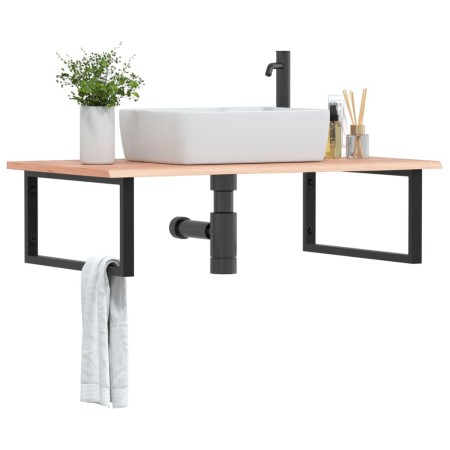 Estante de lavabo de pared de acero y madera maciza de roble von , Badezimmerwaschtische - Ref: Foro24-3302649, Preis: 101,47...