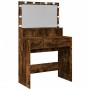 Tocador con luces LED color roble ahumado 80x41x134,5 cm de , Tocadores para dormitorios - Ref: Foro24-848189, Precio: 135,53...