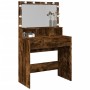 Tocador con luces LED color roble ahumado 80x41x134,5 cm de , Tocadores para dormitorios - Ref: Foro24-848189, Precio: 135,53...