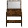 Tocador con luces LED color roble ahumado 80x41x134,5 cm de , Tocadores para dormitorios - Ref: Foro24-848189, Precio: 135,53...