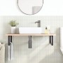 Estante de lavabo de pared de acero y madera maciza de roble de , Tocadores de baño - Ref: Foro24-3302385, Precio: 98,75 €, D...